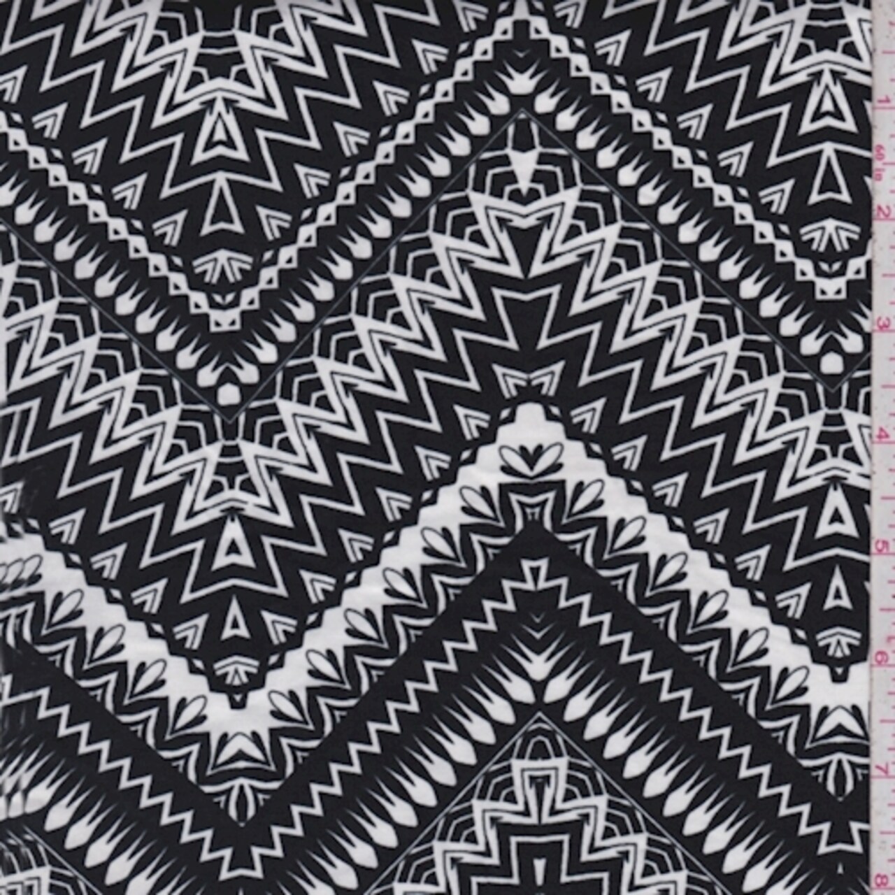 Black/White Deco Chevron Double Brushed Jersey Knit Fabric By the Yard